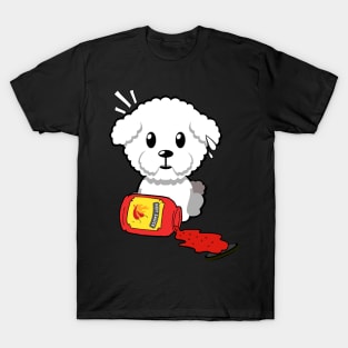 Cute furry dog Spills Hot Sauce Tabasco T-Shirt